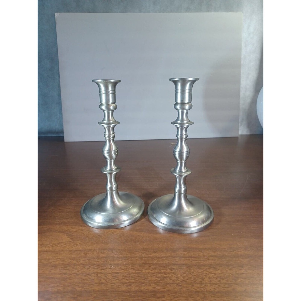 Vintage MADE IN USA Pair of SOLID BRASS CANDLE STICKS Nine Inches Tall